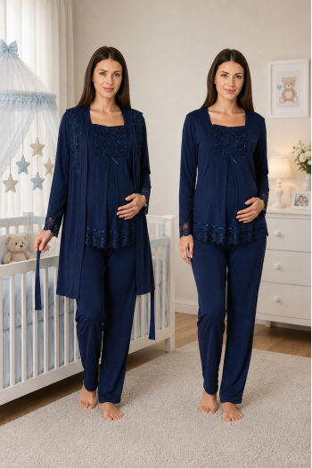 Effortt 3044 LACİVERT Lohusa Hamile Pijama Takım Sabahlık Effortt 3044 LACİVERT Lohusa Hamile Pijama Takım Sabahlık
